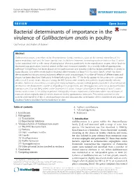 Bacterial Determinants of Importance in the Virulence of Gallibacterium Anatis in Poultry Gry Persson and Anders M Bojesen*