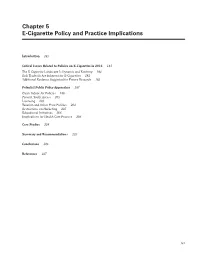 Chapter 5. E-Cigarette Policy and Practice Implications