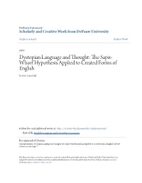 Dystopian Language and Thought: the Sapir-Whorf Hypothesis Applied to Created Forms of English