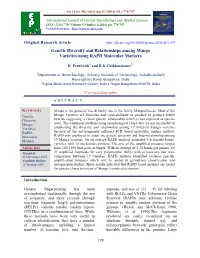 Genetic Diversity and Relationships Among Mango Varieties Using RAPD Molecular Markers