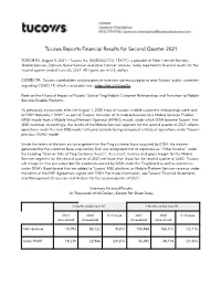 Tucows Reports Financial Results for Second Quarter 2021