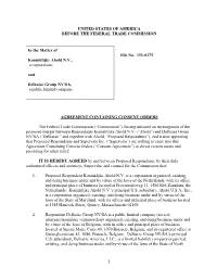 Agreement Containing Consent Orders
