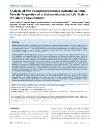 Analysis of the Pseudoalteromonas Tunicata Genome Reveals Properties of a Surface-Associated Life Style in the Marine Environment