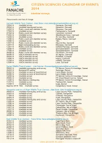 CITIZEN SCIENCES CALENDAR of EVENTS 2014 Intertidal Surveys