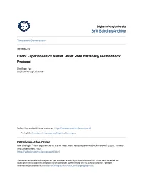 Client Experiences of a Brief Heart Rate Variability Biofeedback Protocol