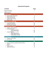 Educational Programs Contents Page