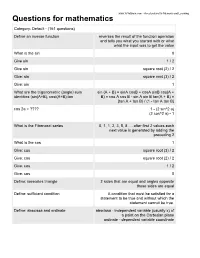 Questions for Mathematics