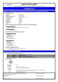 SAFETY DATA SHEET Cyclopentane