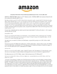 Amazon.Com Announces Fourth Quarter Sales up 20% to $72.4 Billion
