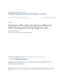 Estimation of Breed-Specific Heterosis Effects for Birth, Weaning and Yearling Weight in Cattle…………………………………………………………………….…………………………………..…………………32