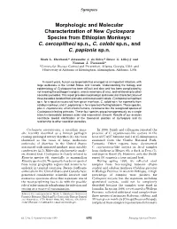 Morphologic and Molecular Characterization of New Cyclospora Species from Ethiopian Monkeys: C. Cercopitheci Sp.N., C. Colobi Sp.N., and C