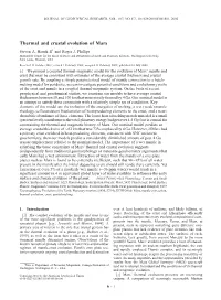 Thermal and Crustal Evolution of Mars Steven A