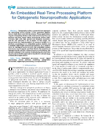 An Embedded Real-Time Processing Platform for Optogenetic Neuroprosthetic Applications
