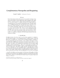 Complementary Monopolies and Bargaining
