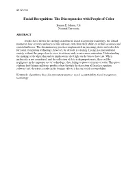 Facial Recognition: the Discrepancies with People of Color