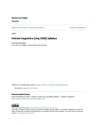 Internet Linguistics (Ling 004B) Syllabus