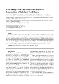 Monitoring Food Additives and Nutritional Composition of Labels of Food Bases