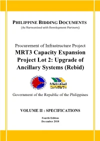 MRT3 Capacity Expansion Project Lot 2: Upgrade of Ancillary Systems