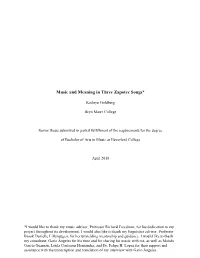 Music and Meaning in Three Zapotec Songs​*