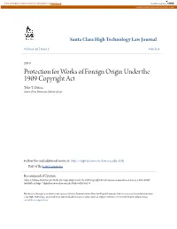 Protection for Works of Foreign Origin Under the 1909 Copyright Act Tyler T