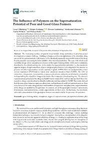 The Influence of Polymers on the Supersaturation Potential of Poor and Good Glass Formers