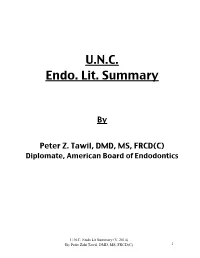 U.N.C. Endo Lit Summary (V