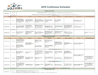 2019 Conference Schedule