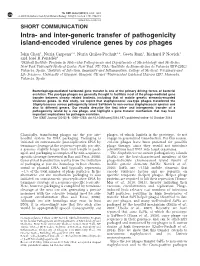 And Inter-Generic Transfer of Pathogenicity Island-Encoded Virulence Genes by Cos Phages