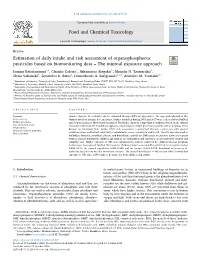 Estimation of Daily Intake and Risk Assessment of Organophosphorus Pesticides Based on Biomonitoring Data