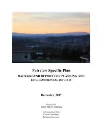 Fairview Specific Plan BACKGROUND REPORT for PLANNING and ENVIRONMENTAL REVIEW