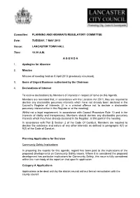 PLANNING and HIGHWAYS REGULATORY COMMITTEE Date