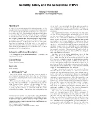 Security, Safety and the Acceptance of Ipv6