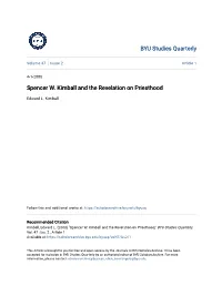 Spencer W. Kimball and the Revelation on Priesthood