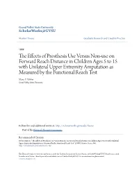 The Effects of Prosthesis Use Versus Non-Use on Forward Reach