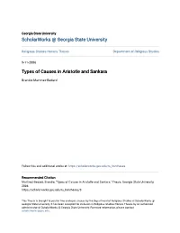 Types of Causes in Aristotle and Sankara