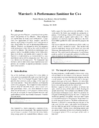 Warrior1: a Performance Sanitizer for C++ Arxiv:2010.09583V1 [Cs.SE]