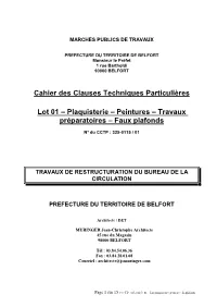 Cahier Des Clauses Techniques Particulières Lot 01 – Plaquisterie