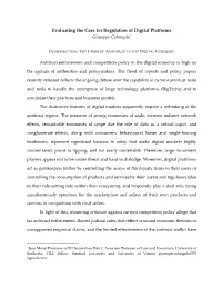 Evaluating the Case for Regulation of Digital Platforms Giuseppe Colangelo*