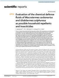 Evaluation of the Chemical Defense Fluids of Macrotermes Carbonarius