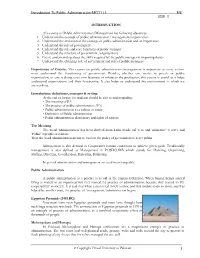Introduction to Public Administration-MGT111 VU 1