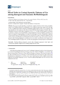 Mixed Verbs in Contact Spanish: Patterns of Use Among Emergent and Dynamic Bi/Multilinguals