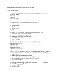 Nervous System 04 Autonomic Nervous System-Self Test Choose