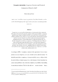 Panagiotis Androulakis, Conspiracy Narrative and Fractured Community in Plutarch's Galb1 University of Crete