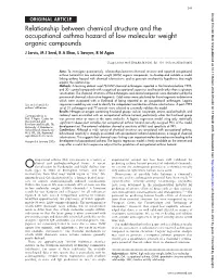 Relationship Between Chemical Structure and the Occupational