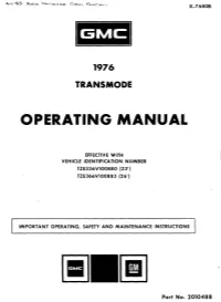 X7680B | 1976 Transmode Owner's Operating Manual