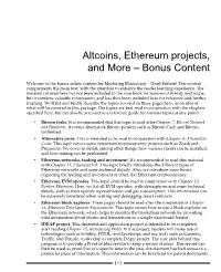Altcoins, Ethereum Projects, and More – Bonus Content