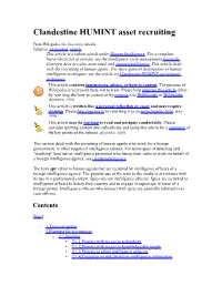 Clandestine HUMINT Asset Recruiting