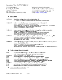 Curriculum Vitae MATTHIAS BUCK