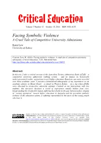 Facing Symbolic Violence a Cruel Tale of Competitive University Admissions