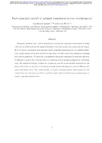 First-Principles Model of Optimal Translation Factors Stoichiometry